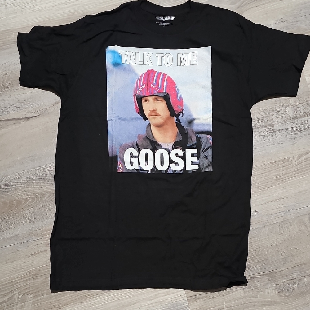 NWOT Top Gun Black Graphic Tee with Goose Print